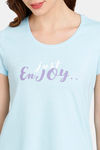 Rosaline Symmetry Knit Cotton Pyjama Set - Crystal Blue — thumbnail 5